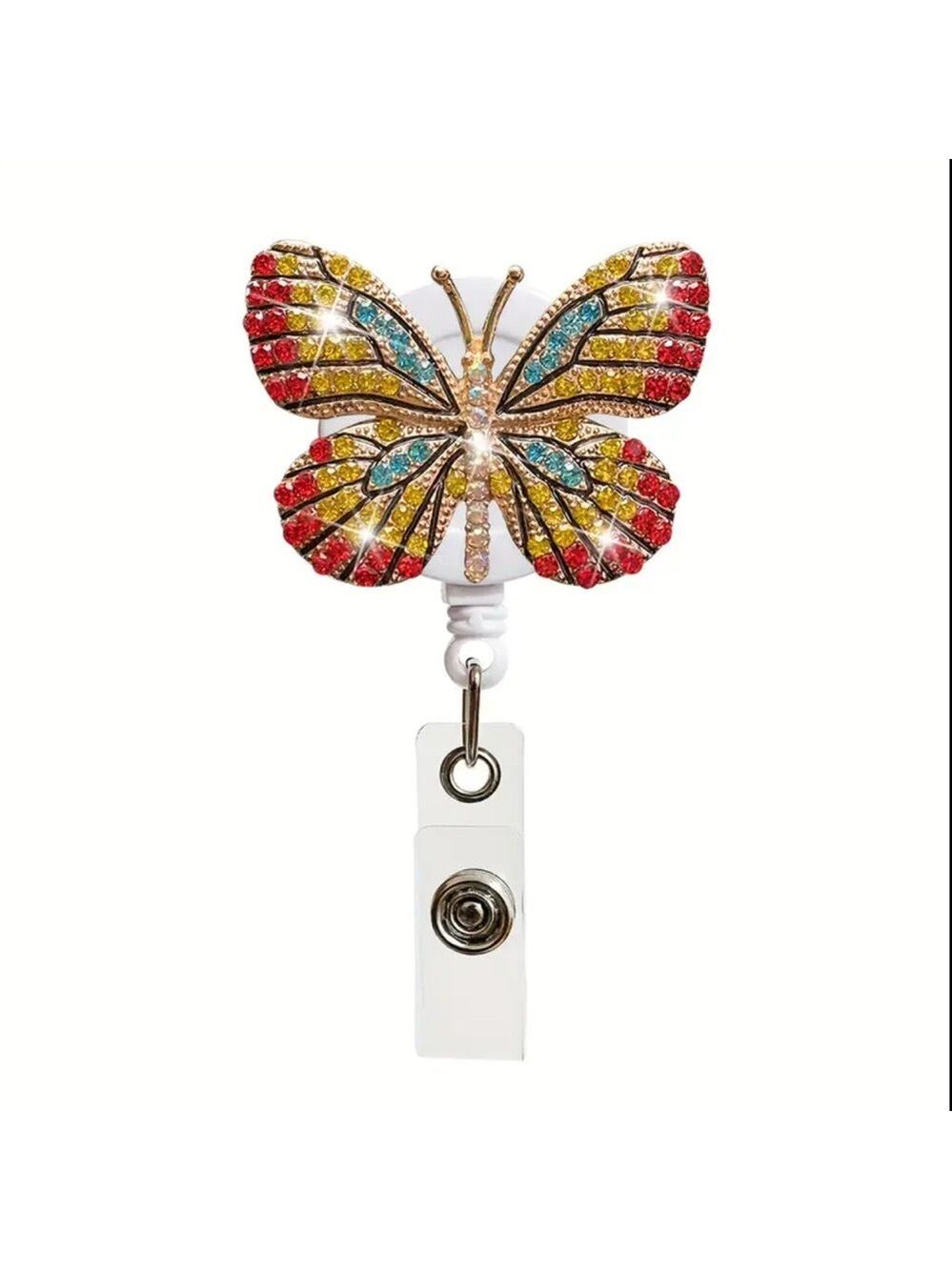 Colorful Rhinestone Butterfly Badge Reel